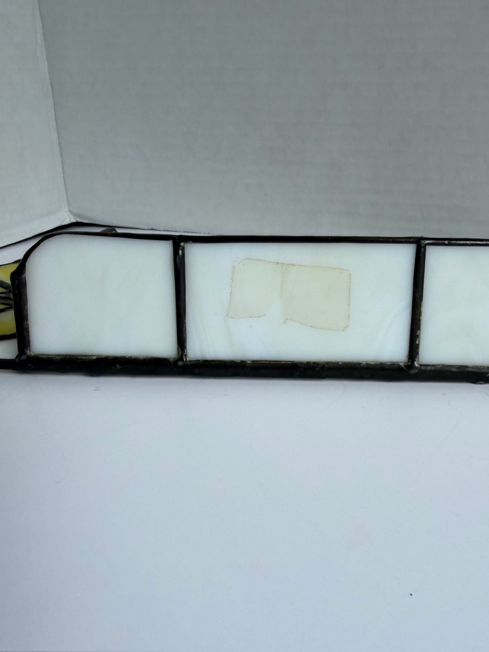 Stained Glass Tiffany Style Photo Frame 3x5 Lily Flower Floral White Yellow Vtg - Picture 7 of 13
